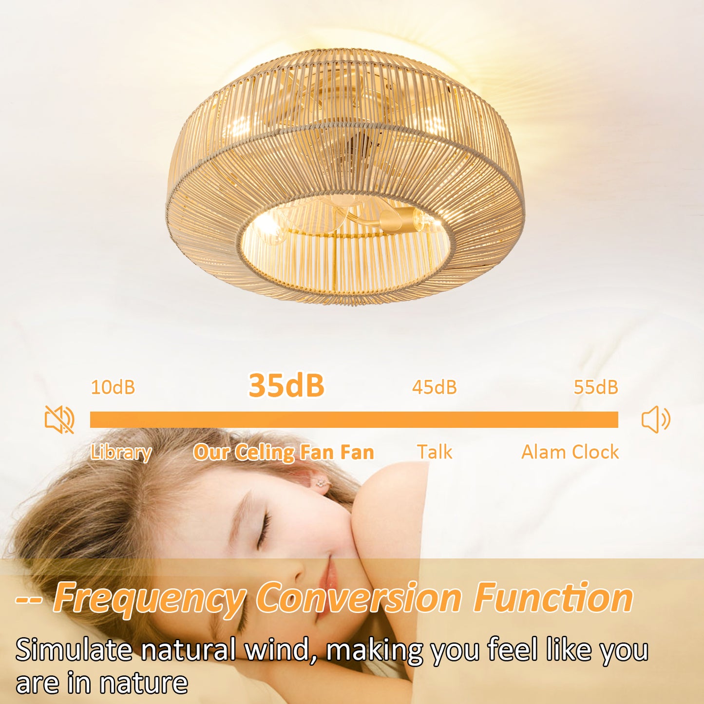 Boho Caged Ceiling Fan with Lights Flush Mount, Low Profile Rattan Ceiling Fans with Lights and Remote Control, Enclosed 6 Speeds for Bedroom, Living Room, Kitchen